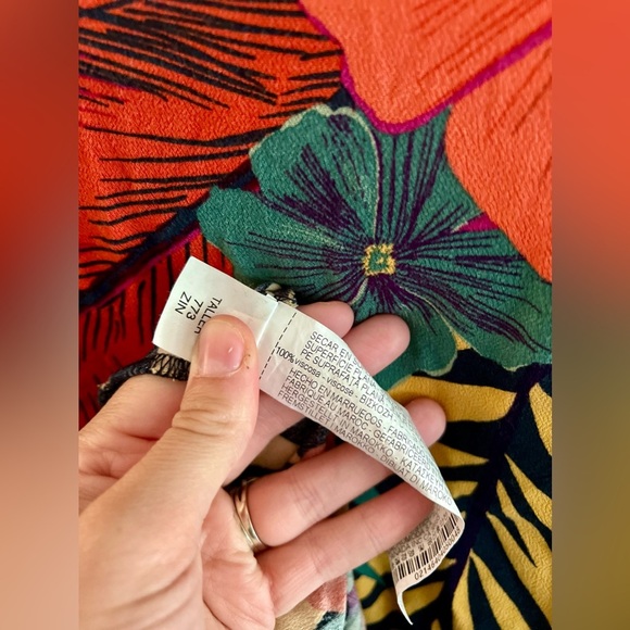 ZARA TRF Tropical Floral Leaf Button Down Dress, Size L - Picture 9 of 14